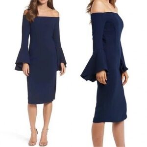 Bardot Navy Off-Shoulder Dress